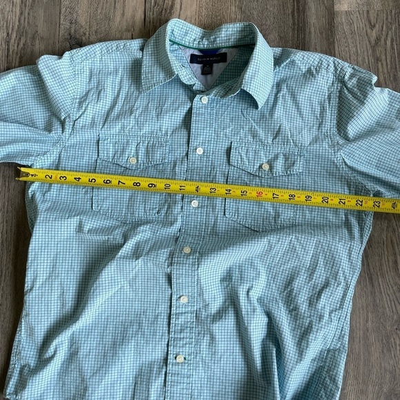 Tommy Hilfiger Mens Collared Plaid Button Down Short Sleeve Shirt, size medium - Picture 6 of 9